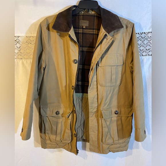 Men’s jacket khaki and leather - Picture 1 of 9
